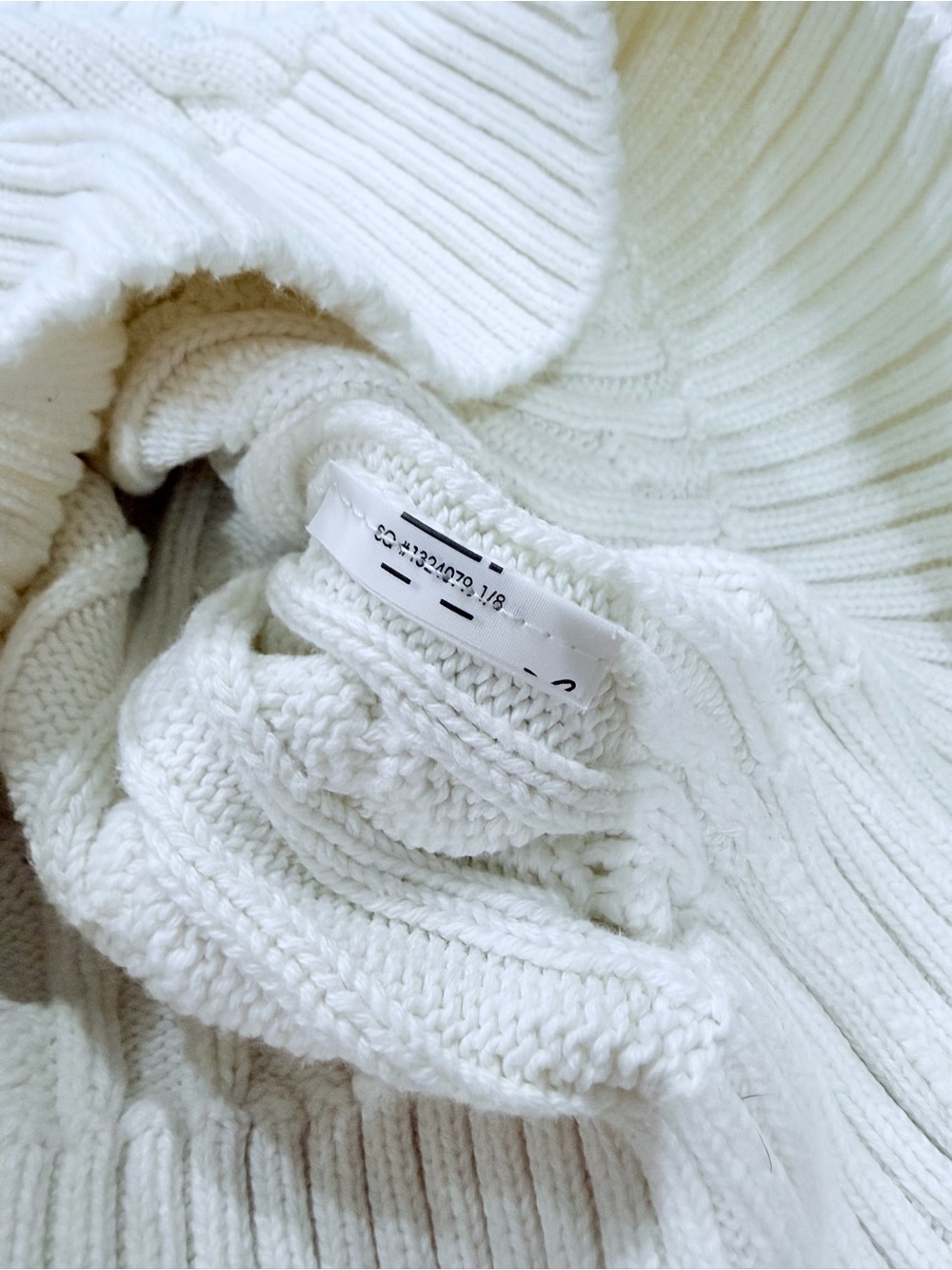 Ralph Lauren Girls' Cream Cable Crewneck Sweater with Navy Pony - Picture 6 of 8